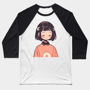 Shy Anime Girl Baseball T-Shirt